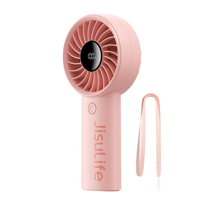 JISULIFE Portable Hand Fan, 5000mAh Mini Rechargeable Fan, 5 Speeds Turbo Wind, 15 Hours Cooling, LED Display, Essential for Travel, Vacation, Makeup, Concerts, Cruise - Black