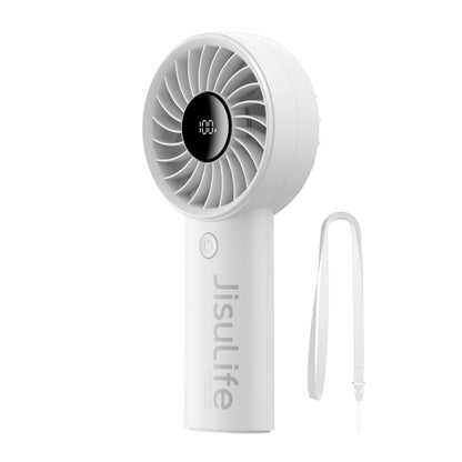 JISULIFE Portable Hand Fan, 5000mAh Mini Rechargeable Fan, 5 Speeds Turbo Wind, 15 Hours Cooling, LED Display, Essential for Travel, Vacation, Makeup, Concerts, Cruise - Black