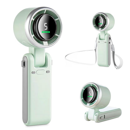 MERTTURM 3 IN 1 Mini Fan, Handheld Fan Turbo (12H Standby), Small & Portable Fan with 5 Super Strong Wind Settings, Brushless Motor, Rechargeable Hand Fan with Battery for Outdoor