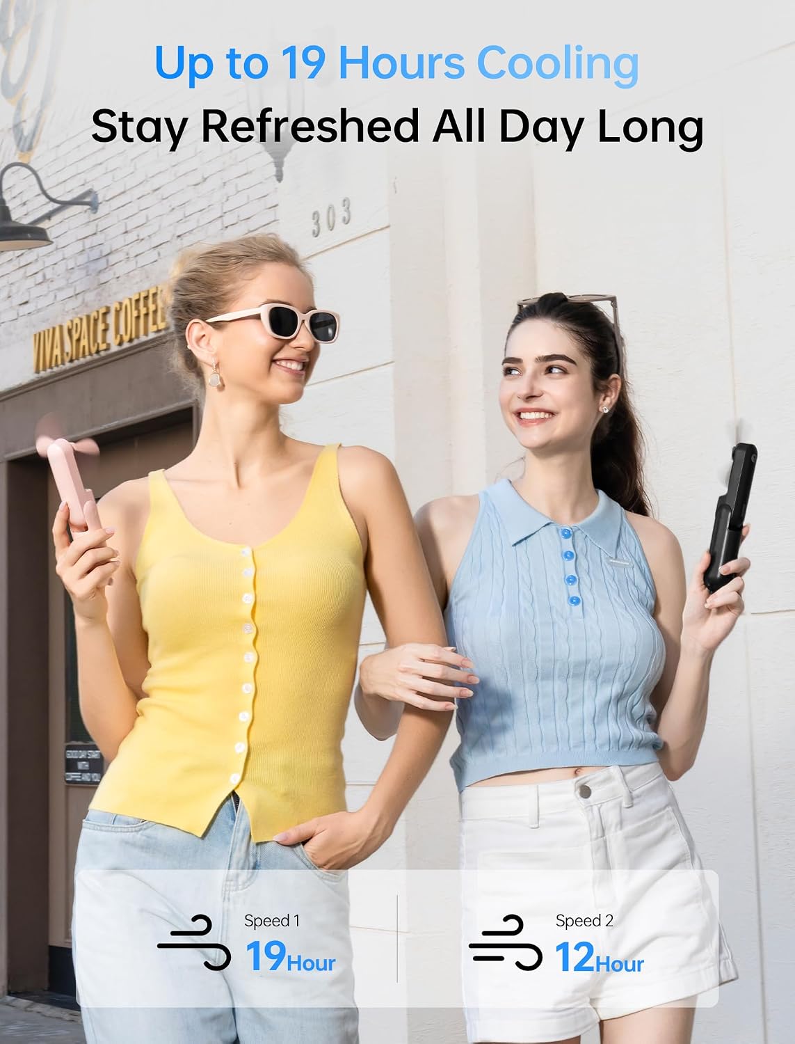 JISULIFE Portable Mini Fan, 3-in-1 Hand Fan, Rechargeable Pocket Fan, Battery Fan [14-21 Working Time] with Power Bank, Flashlight Function - Brown