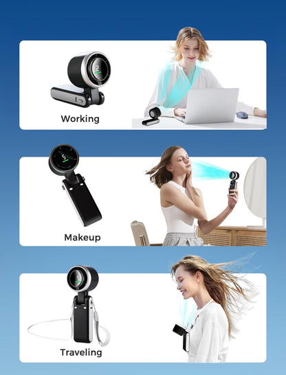 MERTTURM 3 IN 1 Mini Fan, Handheld Fan Turbo (12H Standby), Small & Portable Fan with 5 Super Strong Wind Settings, Brushless Motor, Rechargeable Hand Fan with Battery for Outdoor